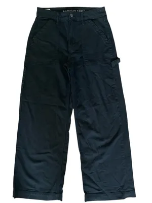 American Eagle Super High Rise Baggy Wide Leg Carpe Jeans Washed Black Size 4 thumbnail 2