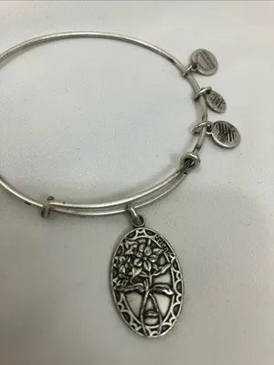 Alex and Ani Silver-Tone “Friend” Charm Bangle Bracelet thumbnail 2