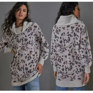 Anthropologie Emmy leopard spot cowl pullover thick sweater thumbnail 2