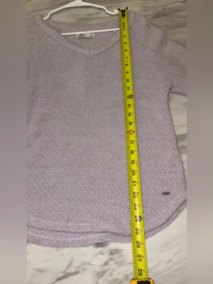 Hollister Lilac Purple Fuzzy V Neck Sweater Small Long Sleeve Balloon Cuffs thumbnail 6