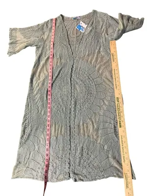 Rebellion Again Lace Duster Cardigan Womens Medium Light Teal New thumbnail 10