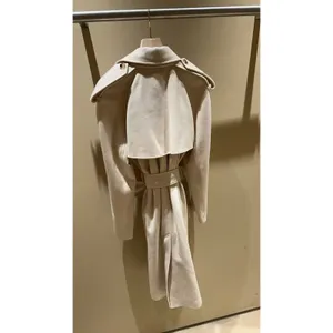 Burberry 100% Cashmere Trench Coat Candle Beige Wrap Belted 80979761006 US 6 NEW thumbnail 3