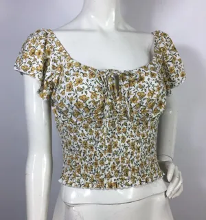 Billabong Smocked Floral Top Size L thumbnail 16