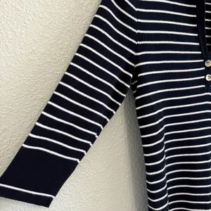 Ralph‎ Lauren Black and White Striped Sweater Top Size Large V-neck thumbnail 4