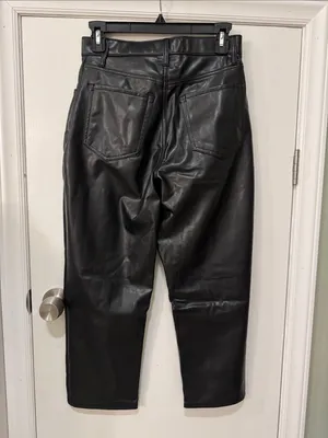 A&F Vegan Leather Ankle Straight Pants in Black thumbnail 10