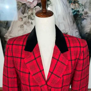 Awesome Vintage 1980s Velvet Trim Pendleton Plaid Wool Blazer! thumbnail 3