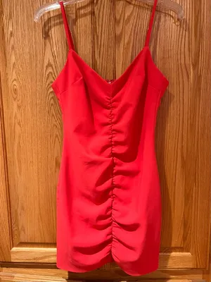 LIKELY Charla Ruched Bodycon Sleeveless Spaghetti Strap Mini Dress Red‎ Size 4 thumbnail 7