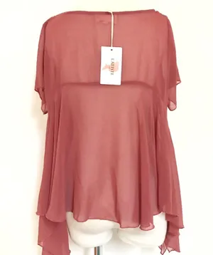 Sheer Draped Boho Top Red Size M thumbnail 2