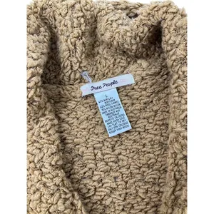 Free People Tan Knit Button-Up Cardigan Sweater Womens L Wool Blend cozy comfy thumbnail 5