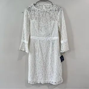 NWT Lulus Show My Love White Floral Lace 3/4 Bell Sleeve Mini Dress‎ MEDIUM thumbnail 6
