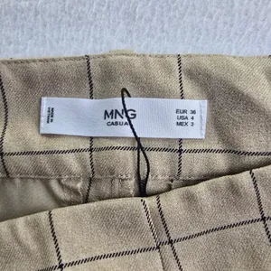 Mango MNG‎ Casual Tan Windowpane Check Wide Leg Trousers High Rise Cuffed Size 4 thumbnail 2