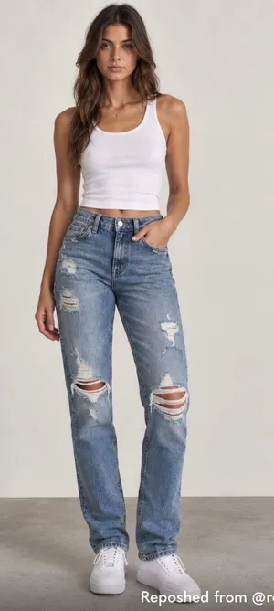 Abercrombie & Fitch Light Blue Distressed Straight Leg Jeans- NWOT thumbnail 1