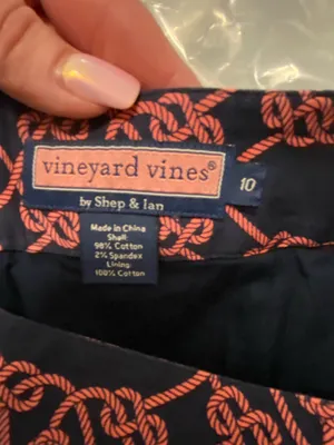 Vineyard Vines Navy Skirt with Pink Rope Pattern. size 10 thumbnail 4