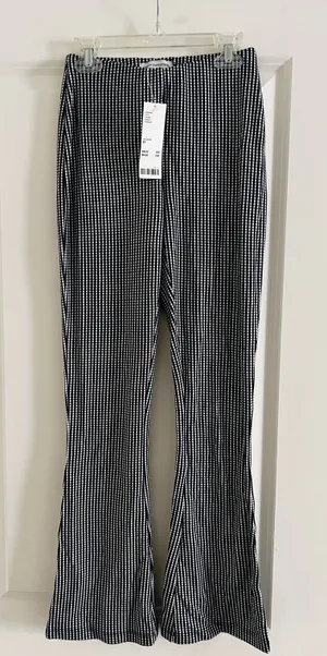 Urban Outfitters NWT navy gingham flare pants size XS thumbnail 1