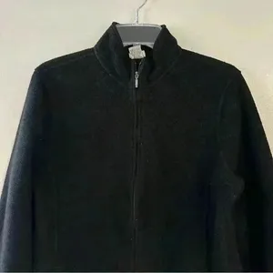 Vintage L.L. Bean Sherpa Fleece Sweater Zip Up Womens Size‎ Large Black thumbnail 2