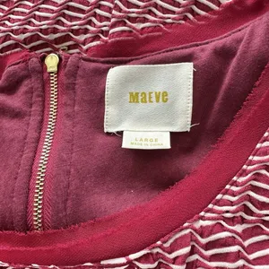 Anthropologie Maeve Dora Large Shirt Dress Red Textured Lined thumbnail 4