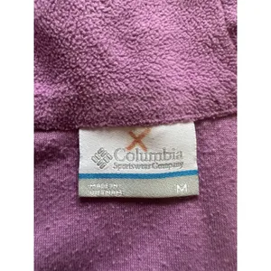 Columbia Pullover Women Sz‎ Medium 1/4 Zip Fleece Pink Long Sleeve Top Polyester thumbnail 3