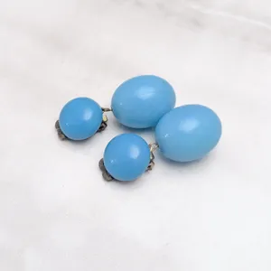 Vintage Clip On Earrings Blue Dangle Drop Retro W Germany Stylish Statement thumbnail 3
