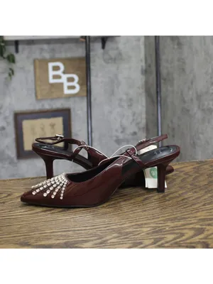 A New Day Serafina Rhinestone Slingback Heels 94661787 Burgundy Red 9.5M thumbnail 7