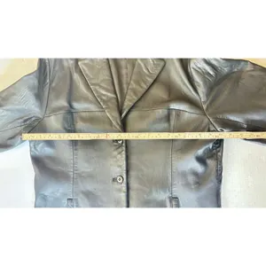 Dress Barn Vintage full size black soft leather jacket coat womens sz L thumbnail 4