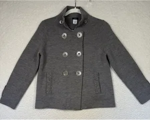 J Crew Jacket Womens Small Gray‎ Wool Double Breasted Peacoat Button Closure Gray thumbnail 1