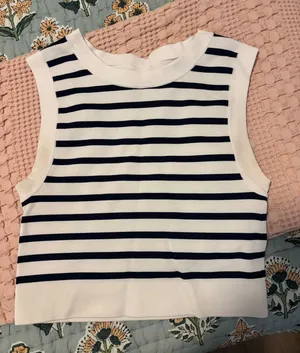 Navy and white striped tank Blue thumbnail 1