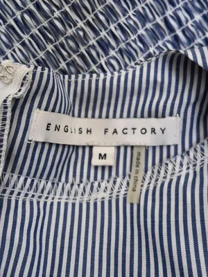English Factory Women's M Striped Long Sleeve Smocked Waist Lined Mini Dress thumbnail 8