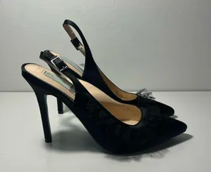 Betsey Johnson Blue Mia Lace Slingback Pumps Heels thumbnail 4
