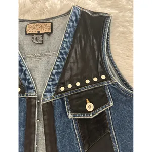 Street Wear Carole Little Denim Studded Vintage Vest sz L Large‎ thumbnail 3