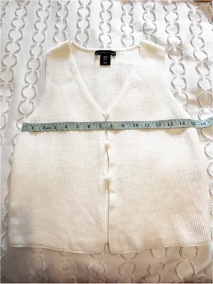 Sincerely Jules Sweater Vest Sleeveless Cardigan Off‎ White Ivory size M thumbnail 4