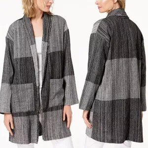 Eileen Fisher‎ Cotton Colorblocked Jacket Shawl Grey Womens Size XXS / XS thumbnail 2