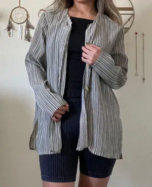 Green And White Button Down Top Multiple thumbnail 1