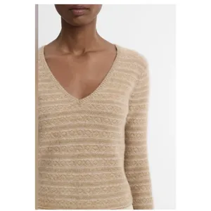 Vince Fair Isle V-neck cashmere sweater Tan Size XS thumbnail 2