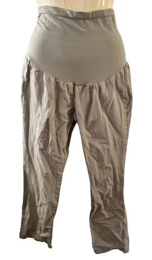 High-Waist Relaxed Maternity Pants - Taupe thumbnail 1