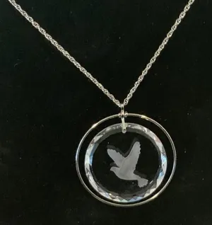 Vintage Sterling Silver Etched Glass Necklace thumbnail 1