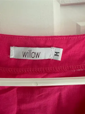 Willow Hot‎ Pink 100% Linen V-Neck Pocket Shift Dress M thumbnail 3