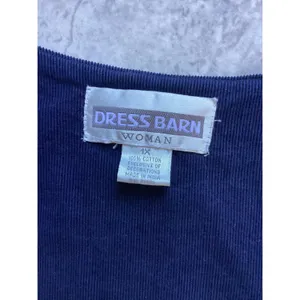 Dress Barn Vintage Woman Navy Blue Corduroy Autumn Leaf Embroidered Vest 1X thumbnail 2