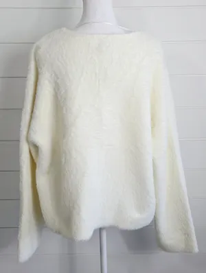 a new day Cream Fuzzy Button-Front Cardigan Sweater Size XXL NEW thumbnail 3