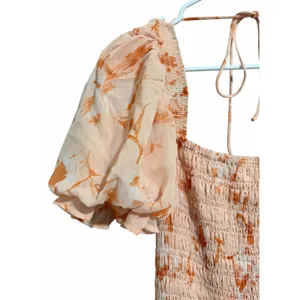 Olia Tiered Maxi Dress Orange‎ Floral Chiffon Short Sleeve Women's Size X-Large thumbnail 11