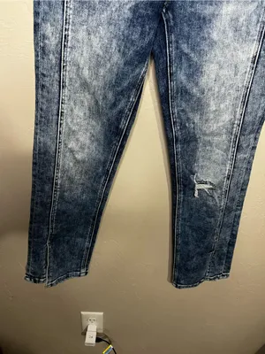 Vervet‎ High Rise Slim Straight Ankle Slit Crop Acid Wash Distressed Jeans thumbnail 4