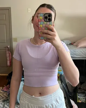 Aerie Offline Purple Seamless Crop Top thumbnail 1