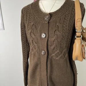 American Vintage Y2K Vintage Brown Knit Milkmaid 3 Button Cardigan Sweater Womens Medium‎ thumbnail 2