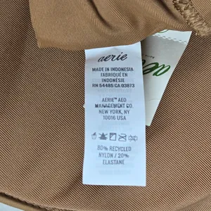 Aerie Triangle‎ Bikini Top Tan Ruffle Straps Lace Up Back Size L thumbnail 6
