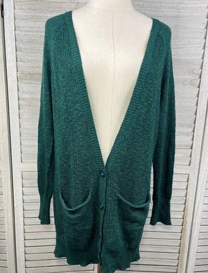 MUDD Oversized Button Front Cardigan Hunter Green-Medium thumbnail 1
