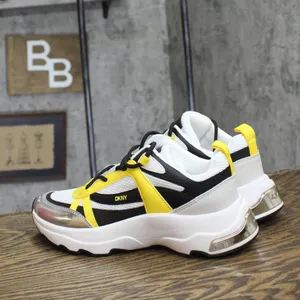 DKNY Womens Juna Lace-Up Running Sneakers K2476994 White / Black / Yellow 7.5M thumbnail 2