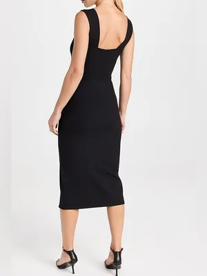 Reformation Black Ribbed Cassi Knit Dress size Large thumbnail 2
