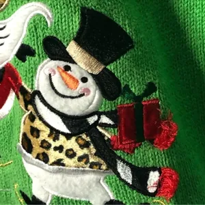 Classic Elements Vintage 90s Christmas Cardigan Green Embellished Holiday Sweater Grandma Core M thumbnail 11