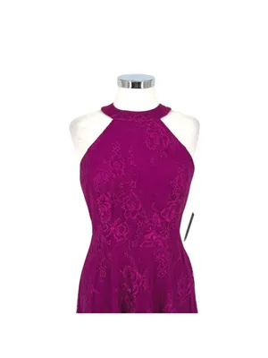 Lulus Hometown Girl Magenta Lace Skater Dress Sleeveless Mini Size Medium NWT thumbnail 2