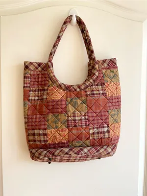 Bella Taylor Quilted Patchwork Tote Bag Red Colors Plaid Striped Paisley Handbag thumbnail 2