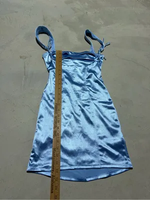 Lucy in the sky Satin Light Blue mini Dress XS thumbnail 5
